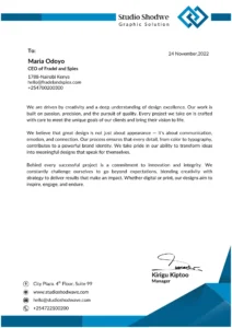 letter head sample in Kenya